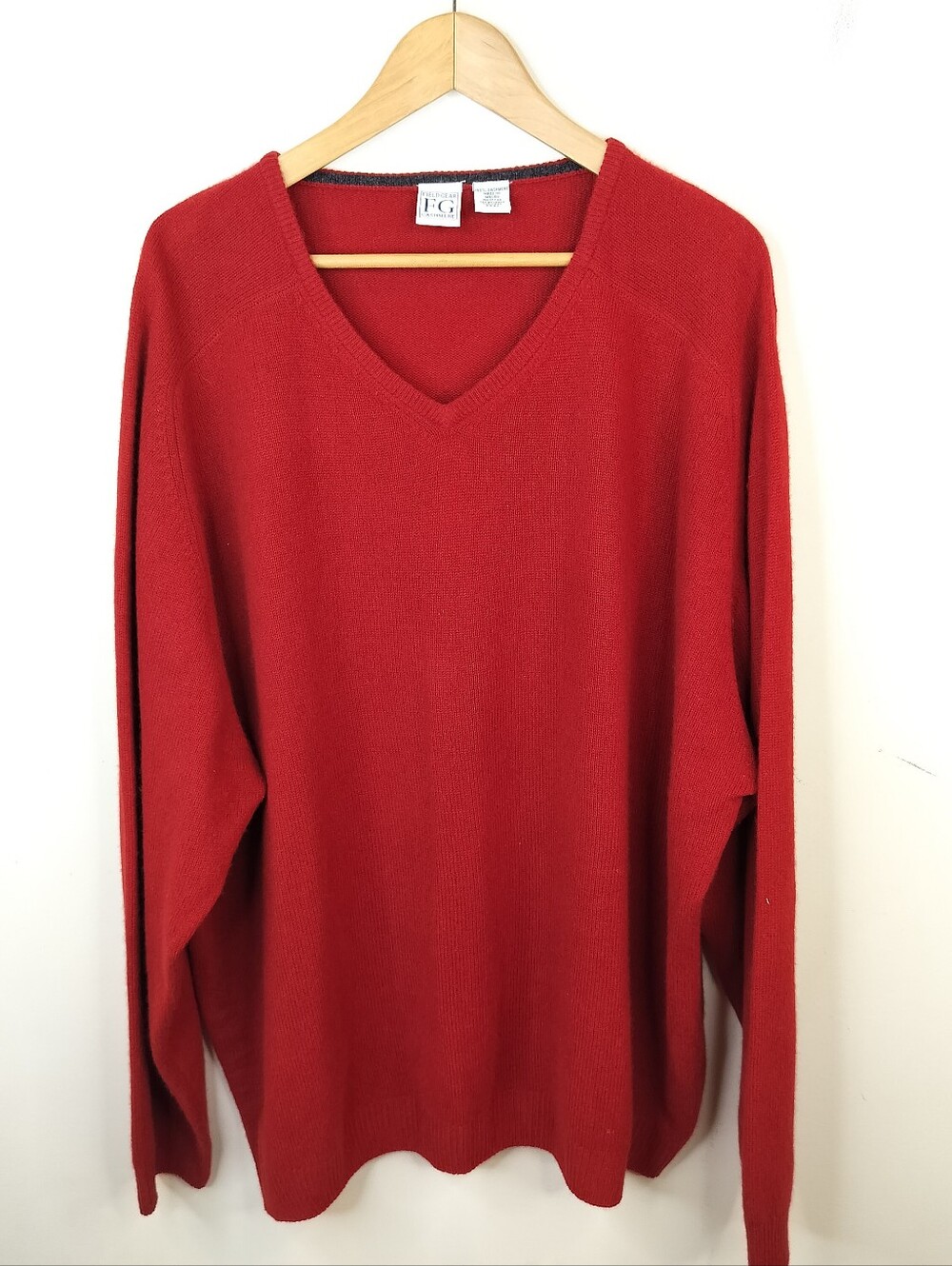 Field Gear Cashmere Sweater Mens XXXL 3XL V-Neck Classic Red Pullover